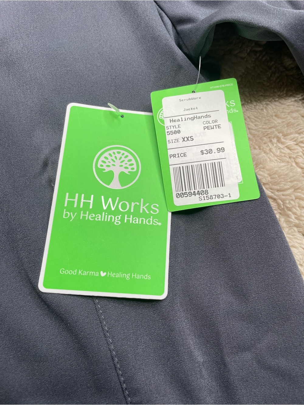 HH Works Dark Gray Medical Scrub Jacket~ Snap Close ~ Size XXS~ NWT - Picture 4 of 10